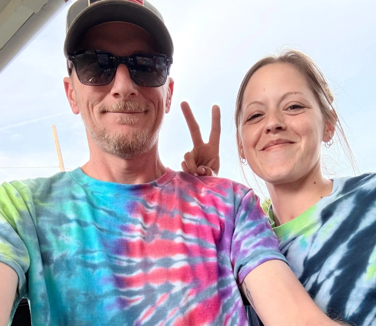 Billie Jo and Logan wearing hand-dyed Dye Diff'rnt shirts