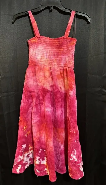 Girls' Coral and Pink Ice-Dyed Dress