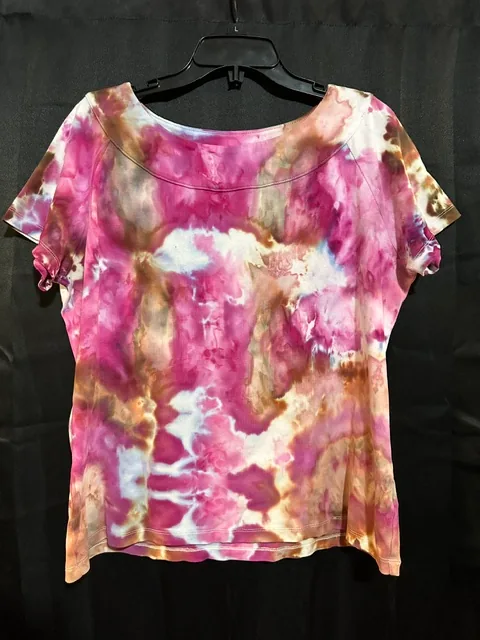 Women's Rose and Earth Tone Glitch Ice-Dyed Shirt